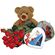 red roses with chocolates and teddy. USA